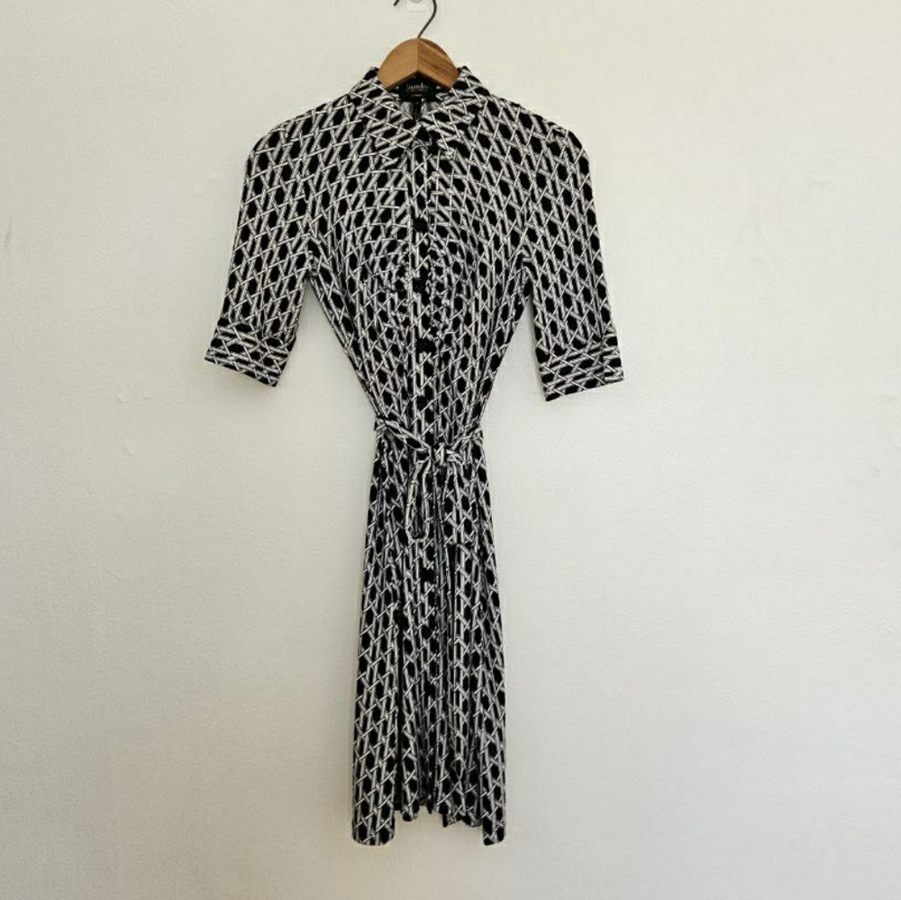 Laundry By Shelli Segal Black and White Patterned Dress Size 0